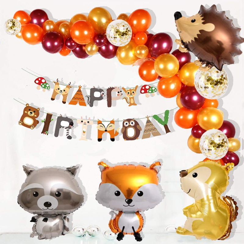 Woodland-Happy-Birthday-Banner-Hedgehog-Animal-Birthday-Supplies-Kit
