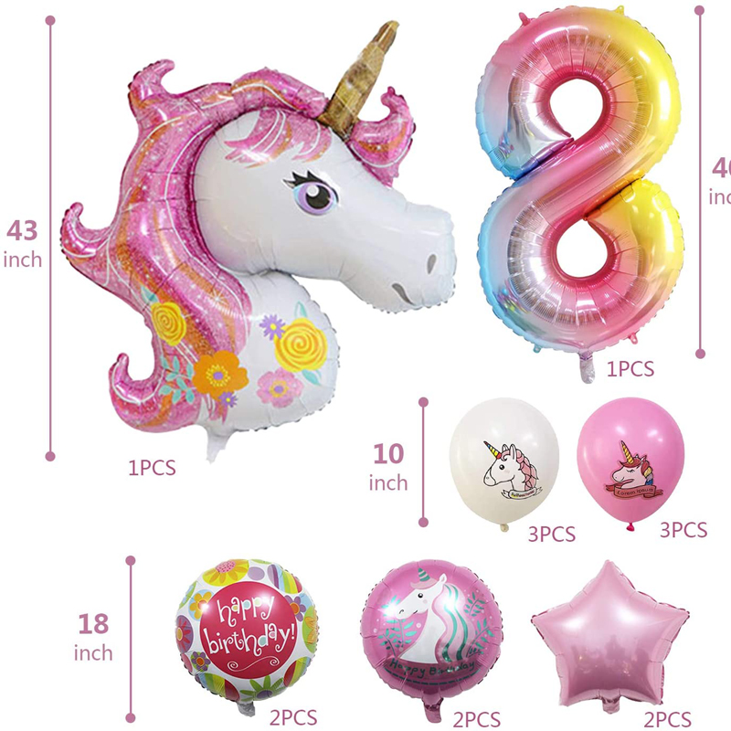 8th-Birthday-Foil-Balloons-Decorations-for-Girls-Birthday