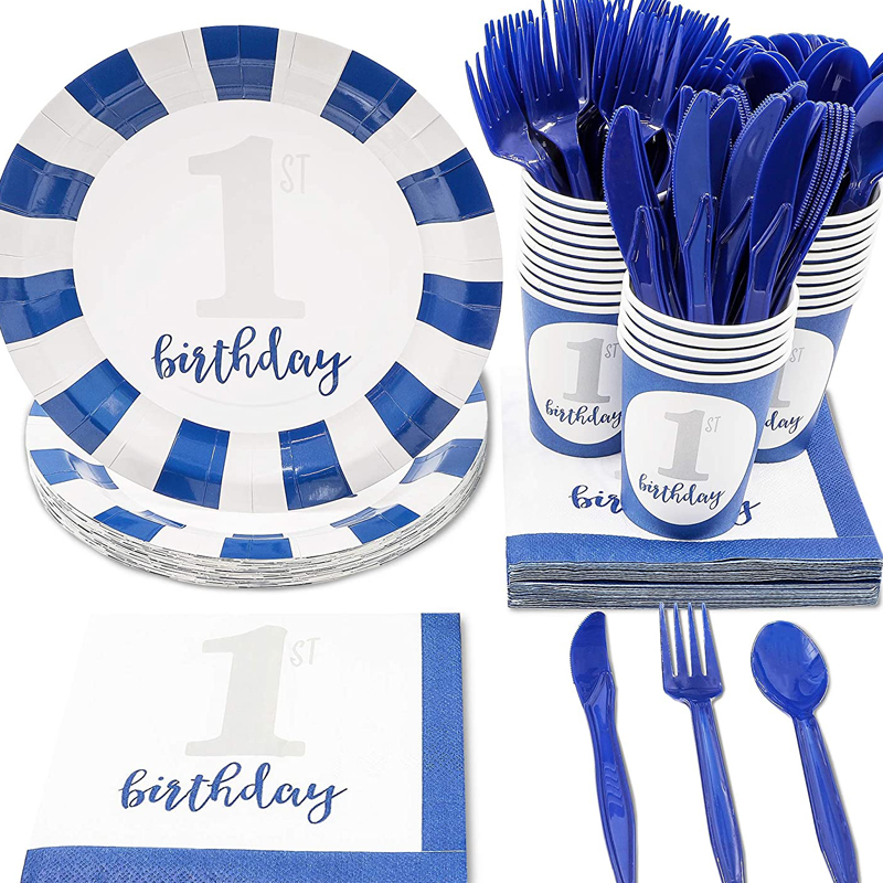 Baby-Boy-1st-Birthday-Supplies-Includes-Paper-Plates-Napkins-Cups-and-Cutlery