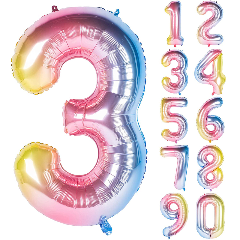 New-40-Inch-Rainbow-Digit-Helium-Wholesale-Foil-Birthday-Party-Balloons-Number-3