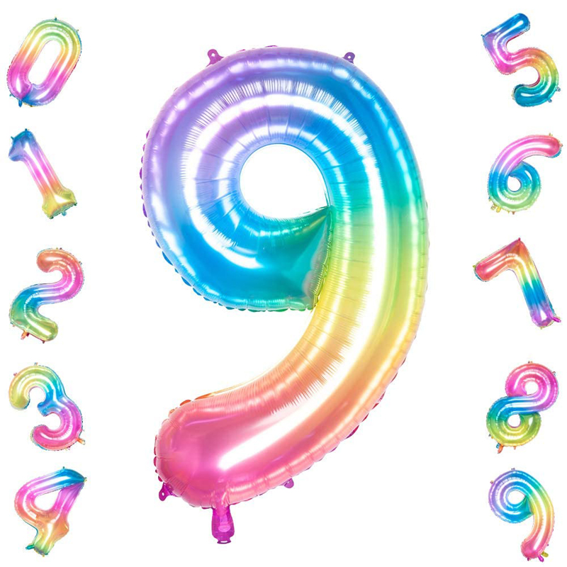 Rainbow-9-Balloons-40-Inch-Birthday-Foil-Balloon-Party-Decorations-Digital-Balloons
