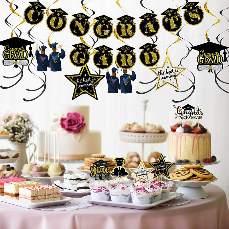 Party-Supplies-Set-Congrats-Grad-Banner-Hanging-Swirls-Balloons