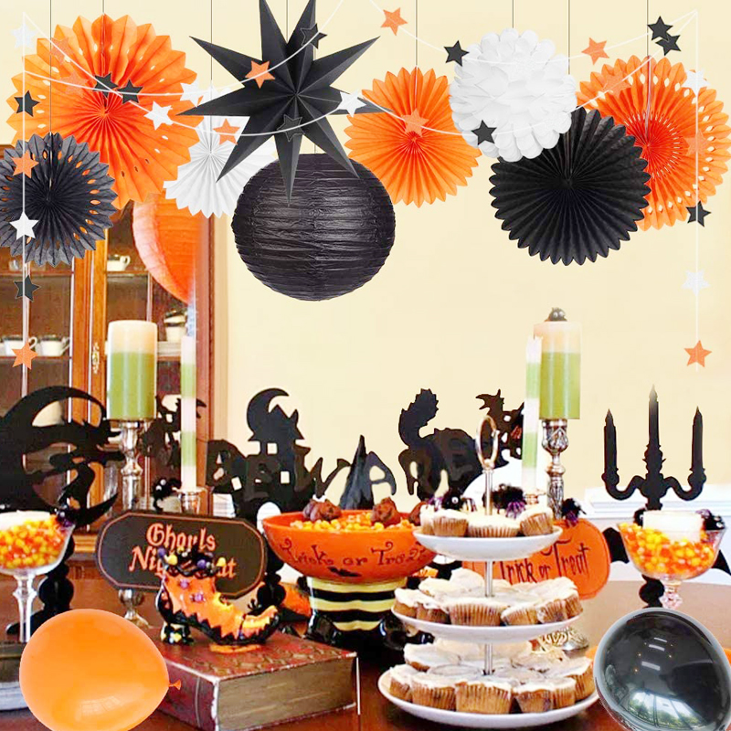 Halloween-Decorations-Pack-Hanging-Paper-Fans-Lanterns-Star-Garlands-Balloons