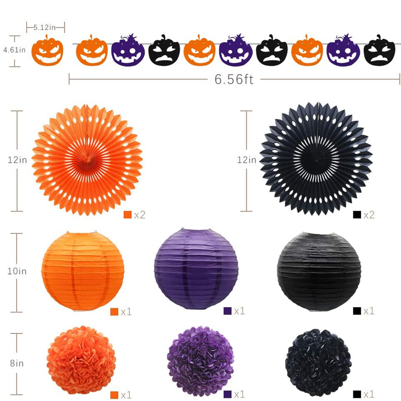 Pumpkin-Banner-Paper-Fans-Paper-Lanterns-Tissue-Pom-Poms-Flowers-for-Kids-Halloween-Party