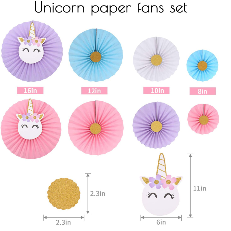 Hanging-Paper-Fans-Rainbow-Unicorn-Birthday-Party-Baby-Showers-for-Girls-Children