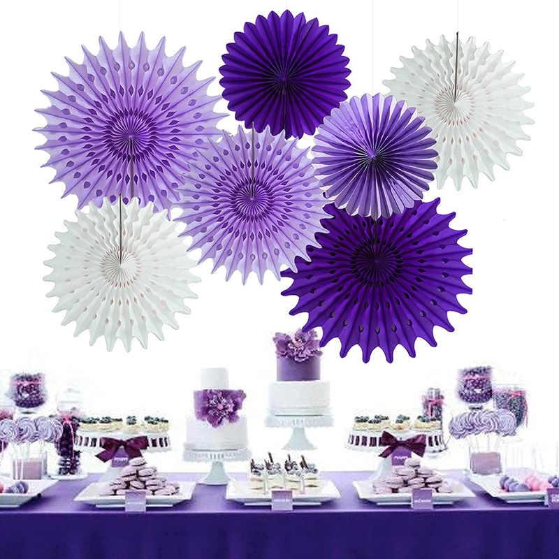Purple-Hanging-Tissue-Paper-Fans-Decorations-Round-Decorative-Paper-Garlands
