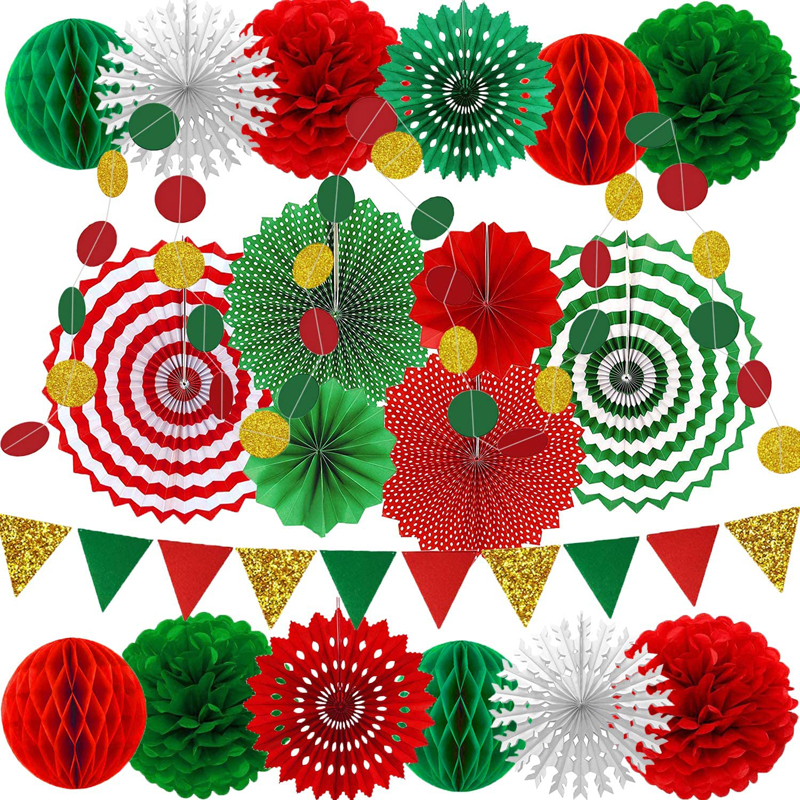 Christmas-Pom-Poms-Flowers-Paper-Honeycomb-Balls-Decorations-Supplies-Kit