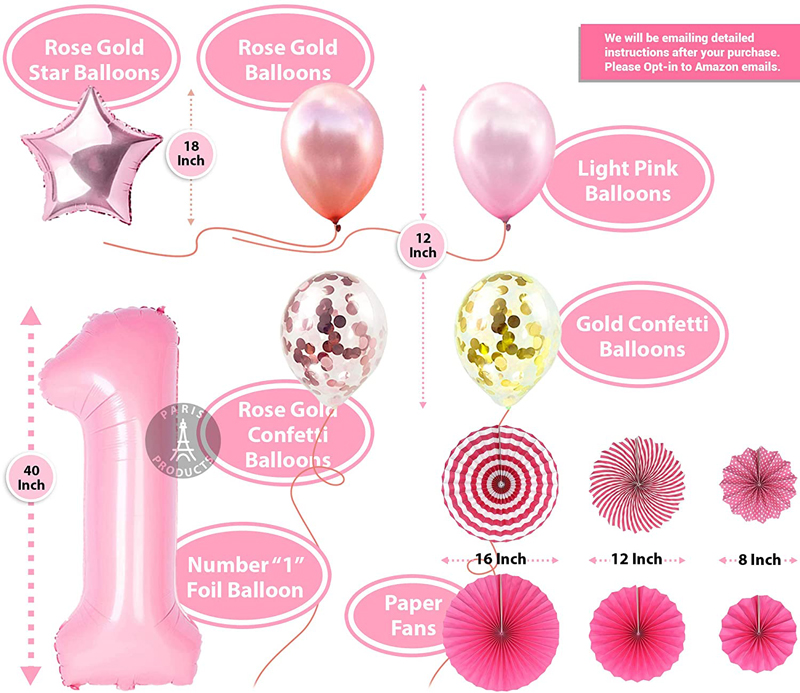 China-Supply-Rose-Gold-1st-Birthday-Girl-Decorations-Kit
