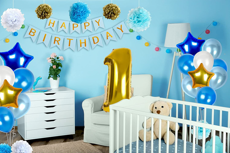 First-Birthday-Party-Decoration-for-Boy-Blue-Gold-Theme