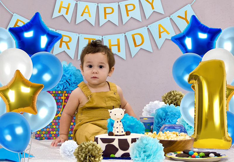 First-Birthday-Party-Supplies-and-Decoration-for-Boy-Blue-Gold-Theme-Set