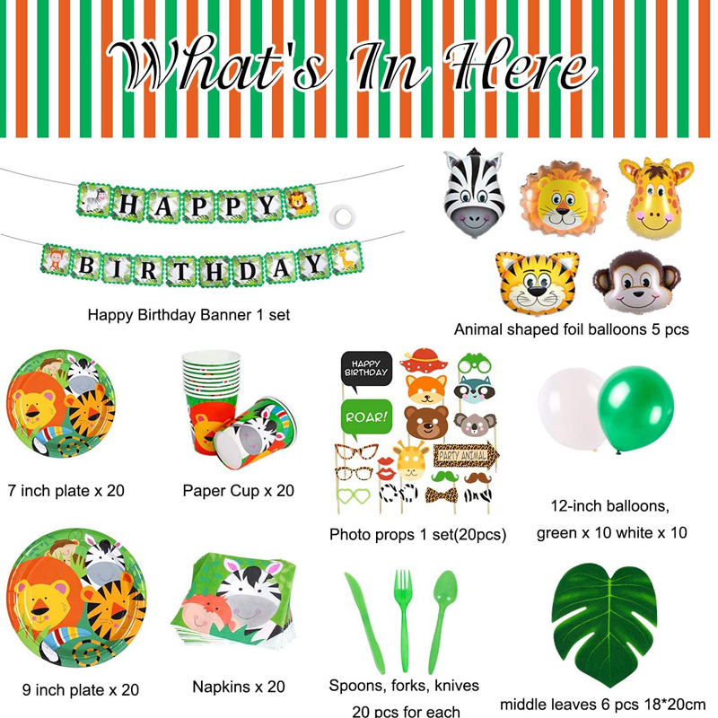 Jungle-Theme-Kids-Party-Supplies-Tableware-Set