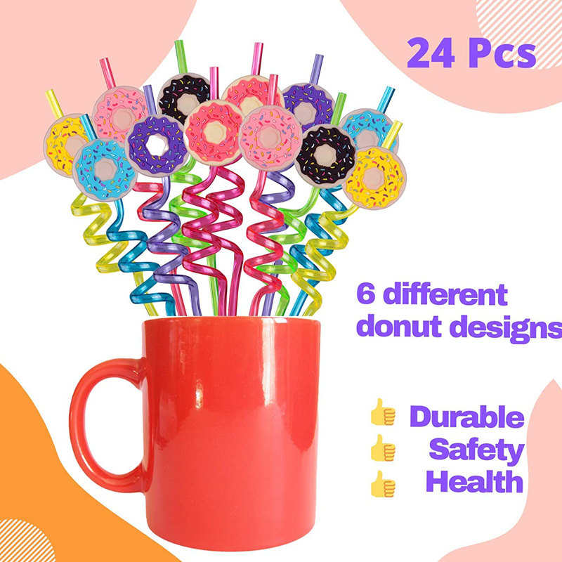 Kids-Birthday-Party-Donut-Plastic-Drinking-Straws