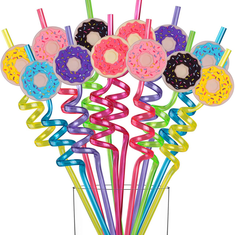 Kids-Birthday-Party-Supplies-Reusable-Donut-Plastic-Drinking-Straws-for-Birthday-Decorations
