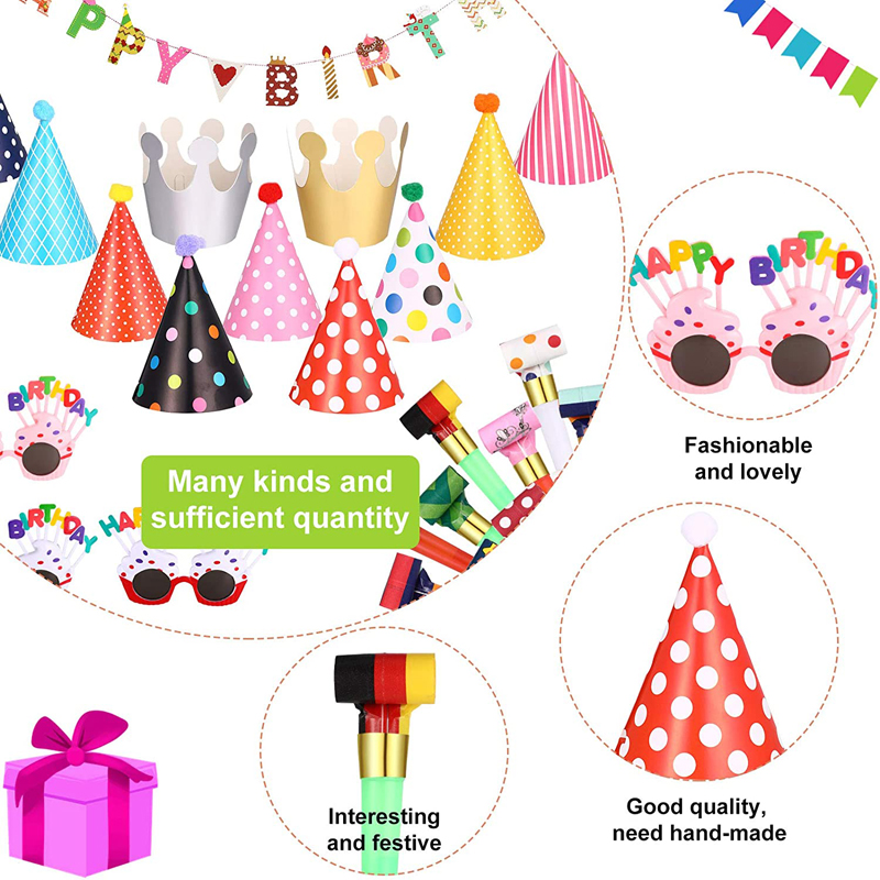 Kids-Birthday-Party-Supplies-and-Party-Cone-Hats-Set-Birthday-Decorations