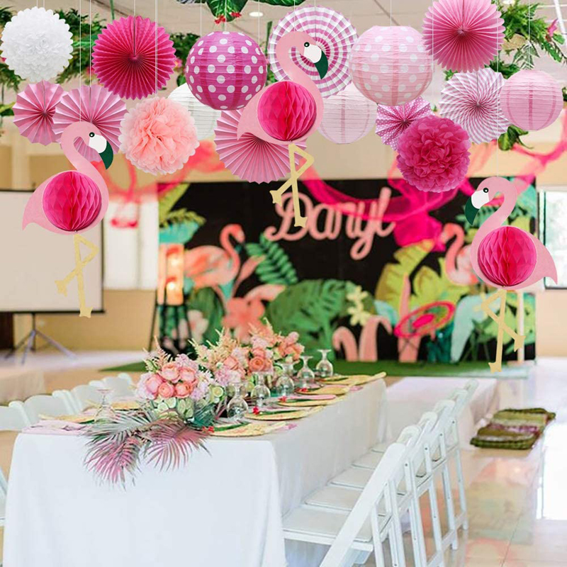 Tropical-Flamingo-Kids-Birthday-Party-Honeycomb-Decoration