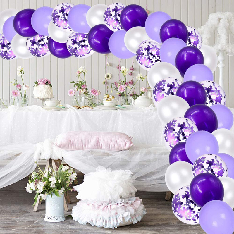 Latex-Balloons-Birthday-Party-Balloon-with-Purple-Ribbons-Kit