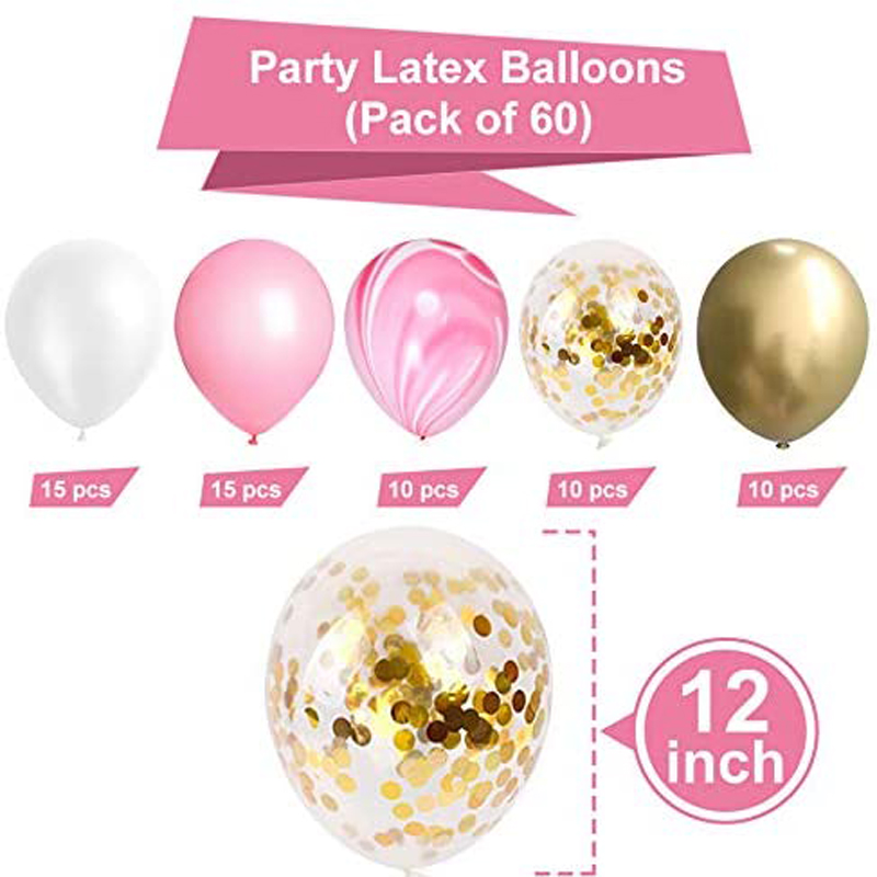 Pink-Marble-Gold-Confetti-Latex-Party-Balloons-12-inch-Gold-Metallic