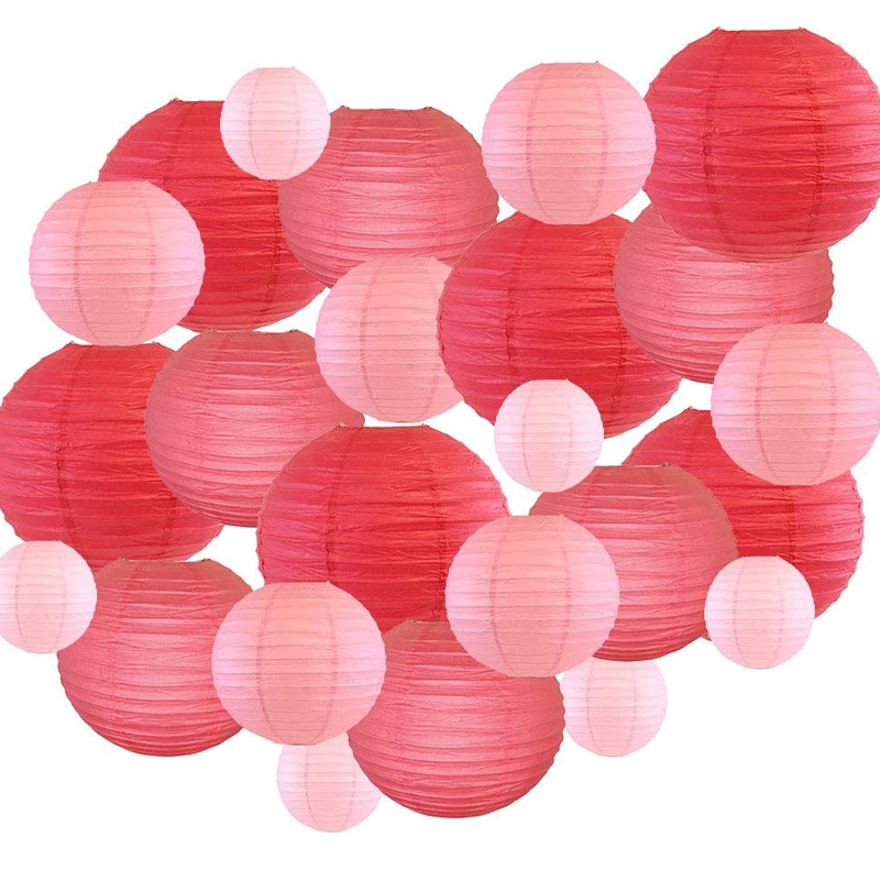 Decorative-Round-Chinese-Paper-Lanterns-24pcs-Red