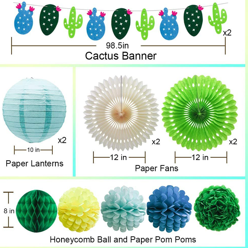 Summer-Theme-Party-Cactus-Banner-Garland-Pom-Poms-Paper-Honeycomb-Paper-Lanterns-Kit