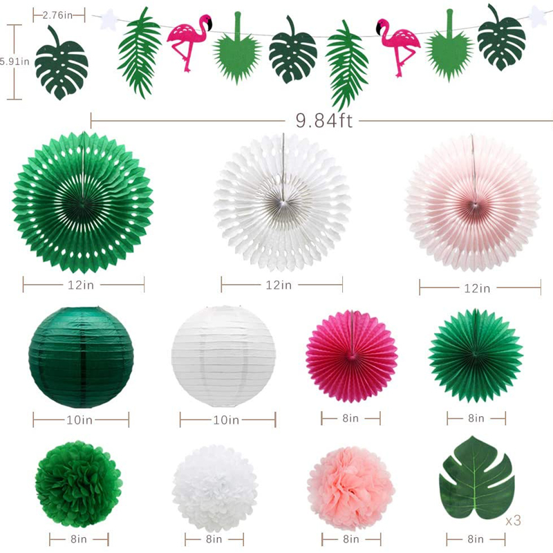 Tropical-Flamingo-Palm-Leaves-Paper-Lanterns-Pom-Poms-Flowers-Kit