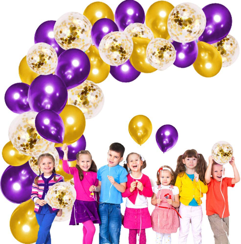 Balloon-Arch-Garland-Kit-Gold-and-Purple-Confetti-Balloons-2