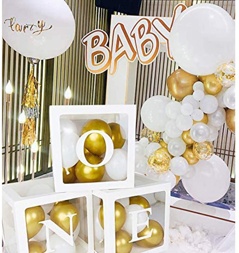 Mioparty™ Metallic Gold 12 Inch Latex White And Gold Confetti Balloons