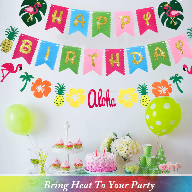 Luau-Birthday-Banner-Hawaiian-Party-Decoration-Tropical-Birthday-Bunting-Set