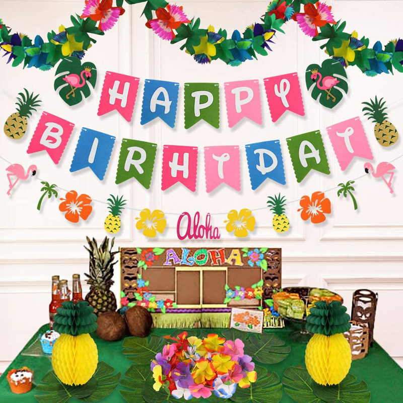 Summer-Birthday-Party-Decor-Hawaiian-Luau-Birthday-Party-Decorations